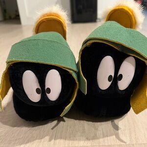 Looney Tunes Marvin the Martian Slippers Plush Adult S Warner Bros 1994 Rare